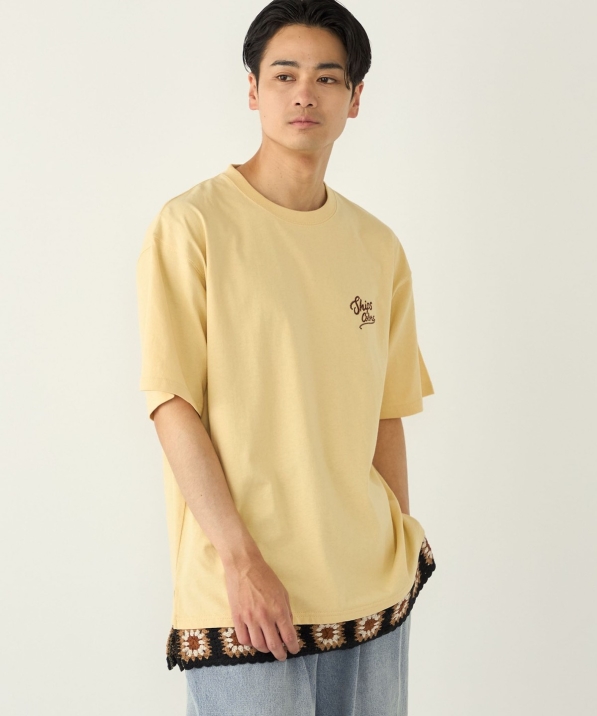 予約》【WEB限定】SHIPS Colors:クロシェニット ロゴ刺繍 Tシャツ