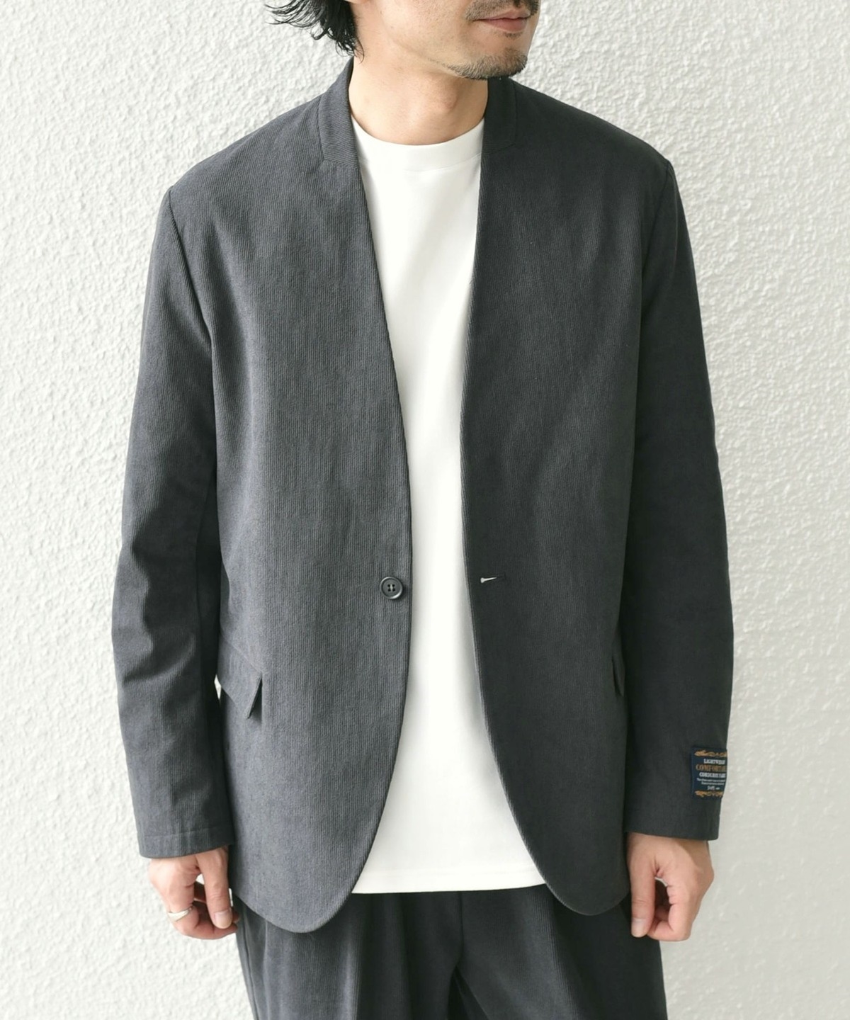 予約》コーデュロイ ノーカラー ジャケット(セットアップ対応可能