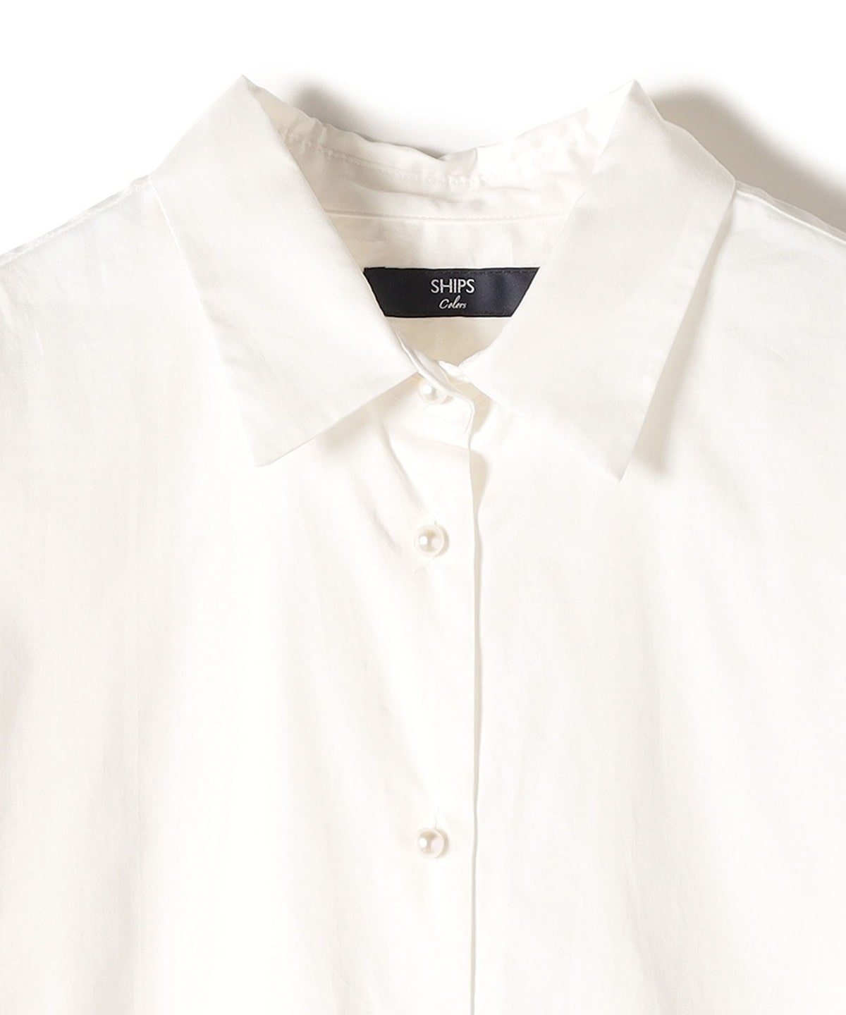 SHIPS 0 x ones：パールモチーフ ホワイトカラーシャツ