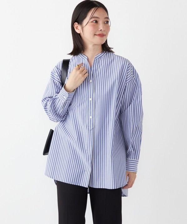 シップス 英国製 SHIPS Colors:〈洗濯機可能〉TC ストライプ スキッパー シャツ