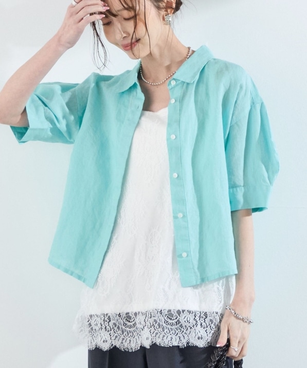 SHIPS Colors:�q����@�\�r���[�����l�� (EURO Linen) �{�N�V�[ �p�t�X���[�u �V���c��