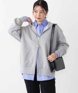 【新品タグ付】quaranciel　ポンチ ダブルジップ スウェット パーカ quaranciel パーカー quaranciel:「洗濯機可能」ポンチ ダブル