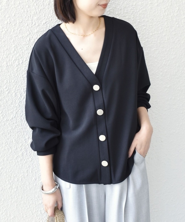 SHIPS Colors:〈手洗い可能〉カット ジョーゼット Vネック