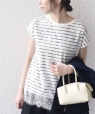 SHIPS Colors:�q��􂢉\�r�t�����W ���[�X ���C���[�h TEE �I�t�z���C�g
