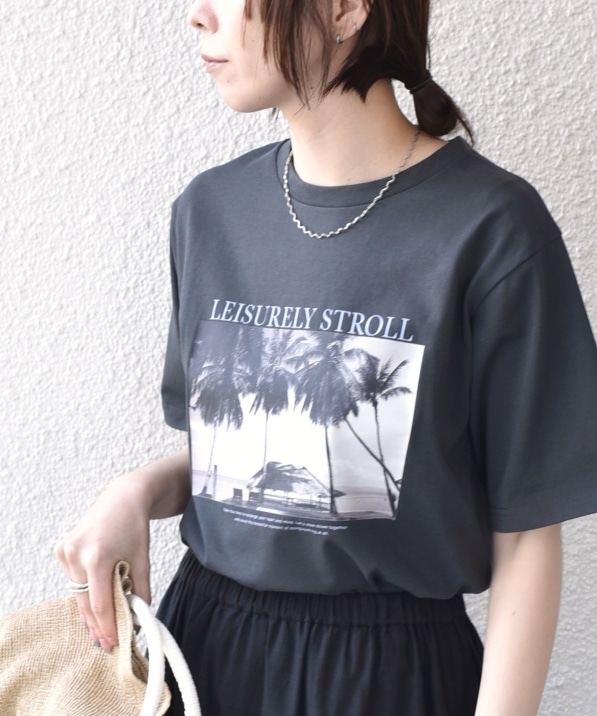 SHIPS Colors:〈接触冷感・UVカット・洗濯機可能〉PALM フォト TEE