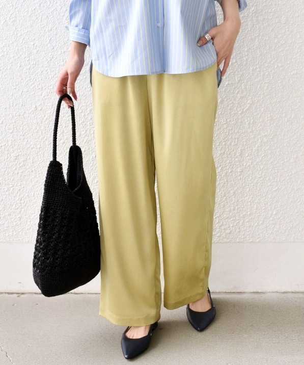 予約》SHIPS Colors:〈手洗い可能〉ワッシャー サテン イージー パンツ