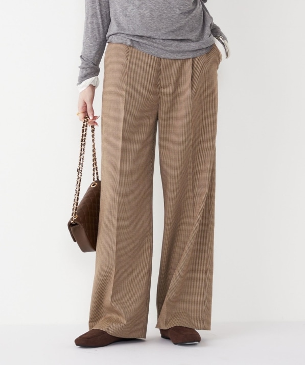 V12 チェックパンツ　サイズL ページュ スゴイラク】「JERSEYS」チノパンツ【自宅で試着、返品送料無料】(S