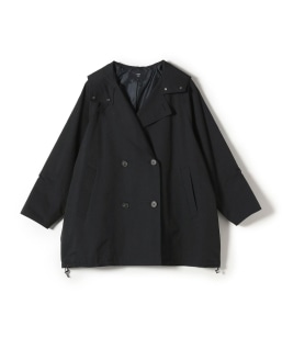 最終価格　シップス　ドロストコート　ネイビー SHIPS any:〈洗濯機可能〉スタンドカラー ドロスト ギャザー