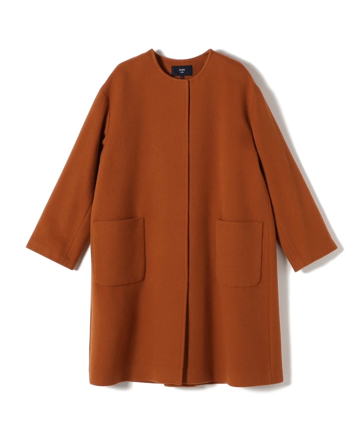 予約》SHIPS Colors:SUPER100 ウール ノーカラー コート