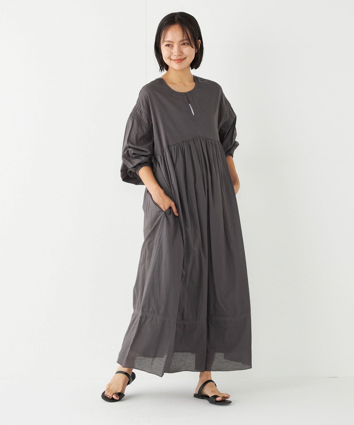 SHIPS Colors:〈洗濯機可能〉コットン ボイル エンブロイダリー マキシ  