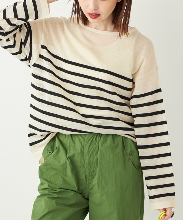SHIPS Colors:〈手洗い可能〉シアー ボーダー ニット◇: トップス 