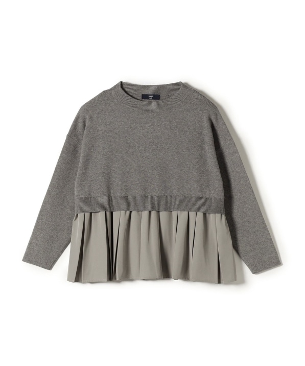 SHIPS for womenシップス　ホールガーメントボートネックプルオーバーニット　ベージュ SHIPS Colors:〈手洗い可能〉ヘムプリーツ ボートネック ニット