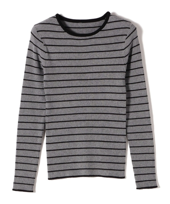 SHIPS Colors:〈手洗い可〉ボーダー リブ クルーネック ニット