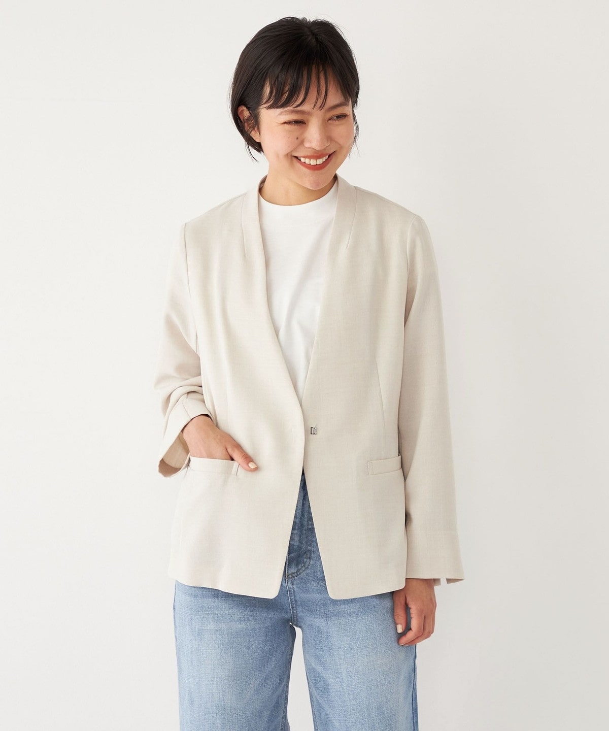 SHIPS Colors:〈洗濯機可能〉リネン ライク ジャケット◇: アウター