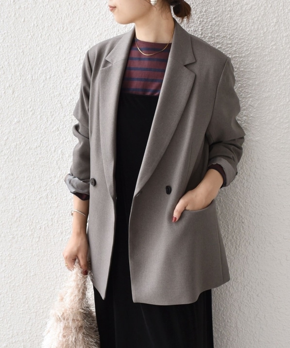 ウールライクダブルジャケット/セットアップ可 SHIPS Colors:ウールライク ダブル ボタン ジャケット