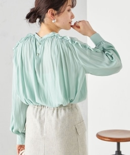 【なつ様✽専用】 トラディショナルウェザーウエア 長袖 ギャザーフリルシャツ 美品】トラディショナルウェザーウェア ストライプ ギャザード