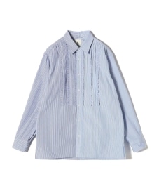 mando:〈手洗い可能〉ストライプ ラッフル レギュラー カラー: シャツ 【4/6限定セール】acka jacquard ribbon casquette