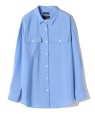 〈手洗い可能〉MANTECOダブルポケットシャツ ブルー