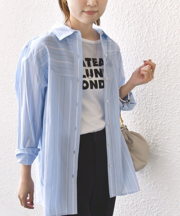 斜めストライプの服 楽天市場】ストライプシャツ レディース ネクタイ付き 長袖