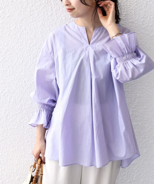 手洗い可能〉ジルワンダー バック ギャザー ブラウス: シャツ/ブラウス