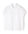 0 x ones：〈手洗い可能〉カラミストライプショートシャツ オフホワイト