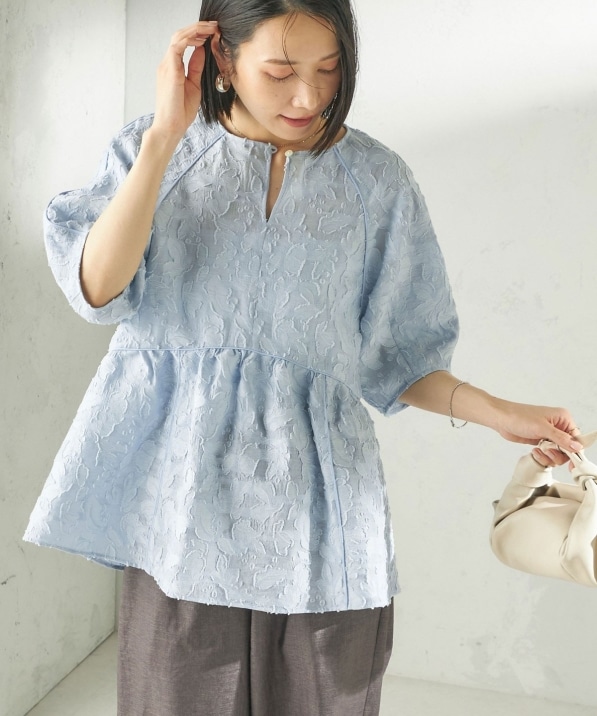 予約》〈手洗い可能〉ジャカード ペプラム ブラウス｜ SHIPS 公式サイト