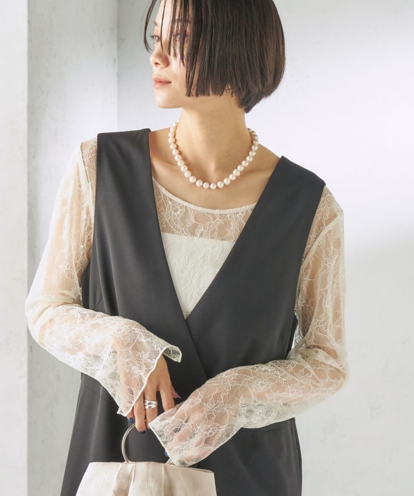 姫様　お取り置き　　lija ペーサートップ　ロングスリーブ little black:〈手洗い可能〉2WAY レース ロング スリーブ TEE｜ SHIPS