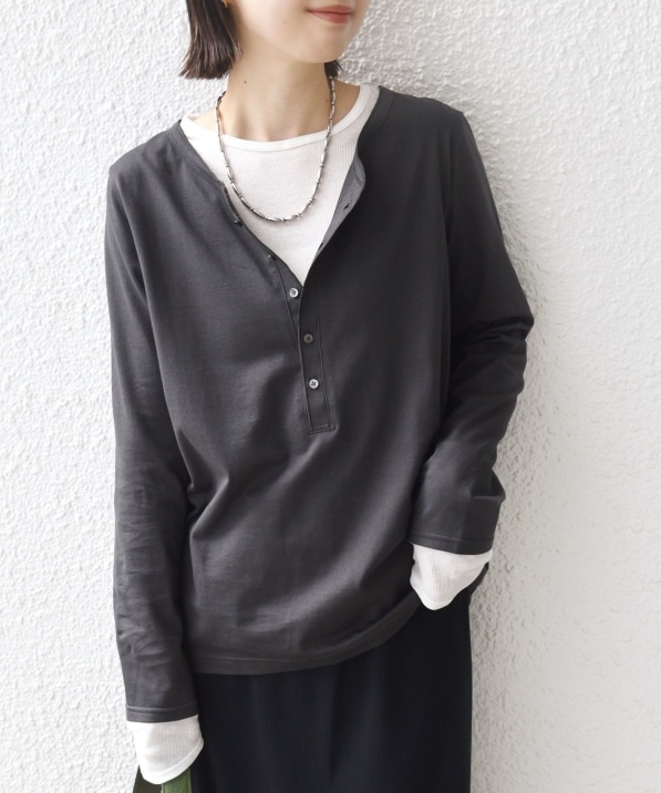 ETRE TOKYO 25AW シアーヘンリーネックプルオーバー ブラック シアーヘンリーネックプルオーバー(F OFF WHITE): トップス