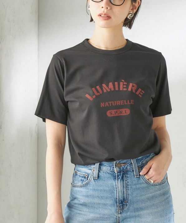 SHIPS Primary Navy Label:LUMIERE �t���b�L�[ �v�����g TEE