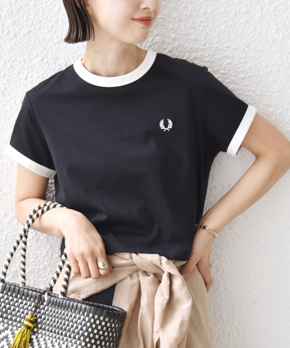 FRED PERRY:G9163 CROPPED RINGER TEE