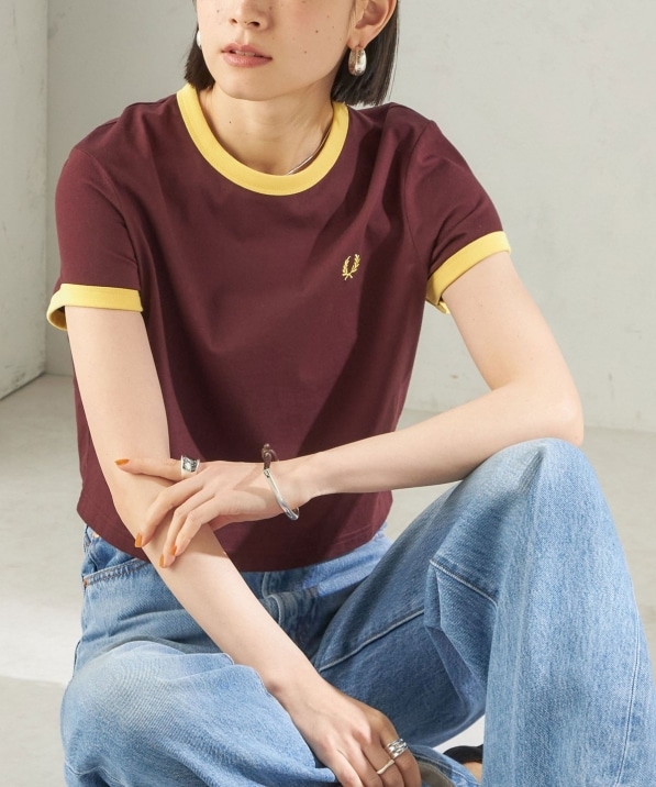 FRED PERRY:G9163 CROPPED RINGER TEE