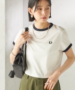 �s�ꕔ�ǉ��\��tFRED PERRY:G9163 CROPPED RINGER TEE