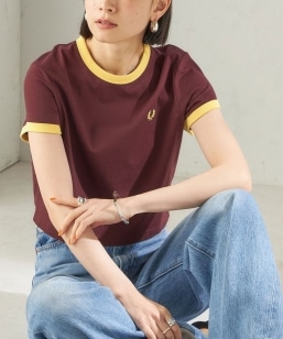 �s�ꕔ�ǉ��\��tFRED PERRY:G9163 CROPPED RINGER TEE