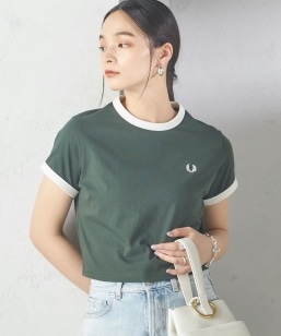 FRED PERRY:G9163 CROPPED RINGER TEE