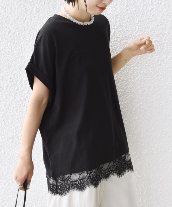 手洗い可能〉レース コンビ フレンチ スリーブ TEE｜ SHIPS 公式サイト
