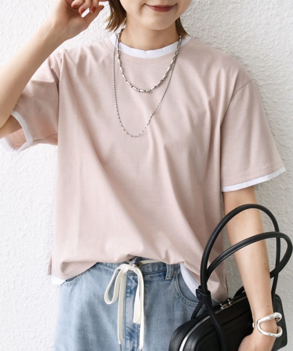 SHIPS レイヤードチュニックTEE SHIPS any:〈接触冷感/汗染み防止加工/洗濯機可能〉スリット ルーズ