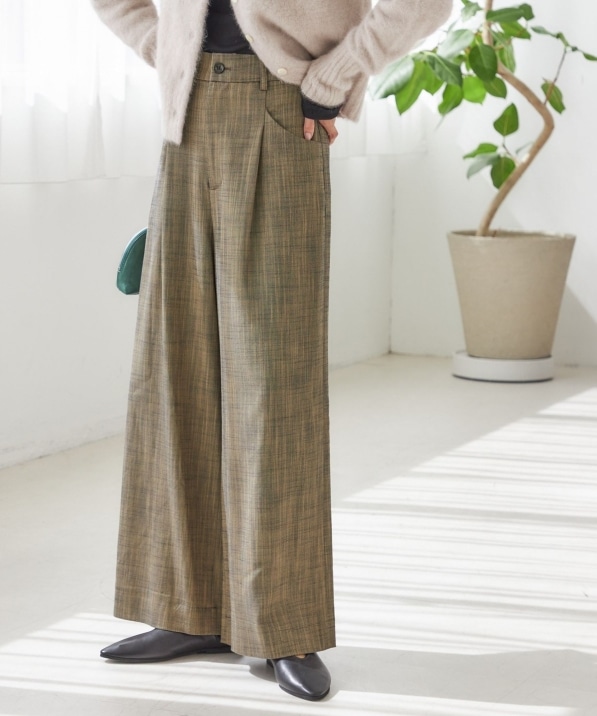 N様 手洗い可能〉シャンブレー ポケット デザイン ワイド パンツ