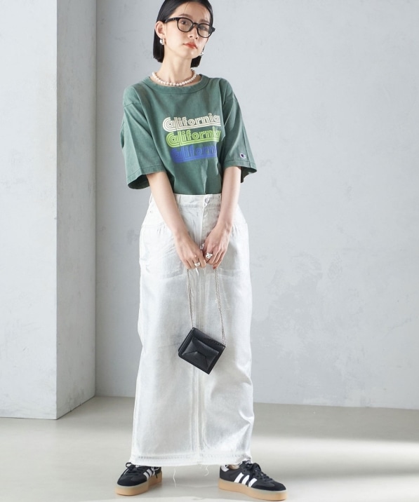 洗濯機可能〉箔プリント Iライン デニム スカート 24SS ◇: スカート  