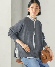 手洗い可能〉ウォッシャブル ウール ダブル カフス ニット プル