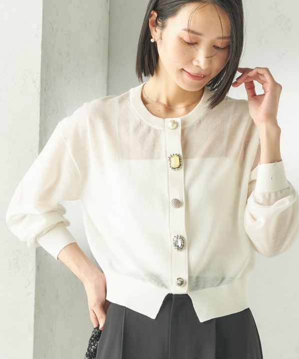 新品☆TORRAZZO DONNAビジュー　クリスタル　ボタン　カーディガン Torrazzo Donna（トラッゾドンナ） カーディガン TORRAZZO DONNA