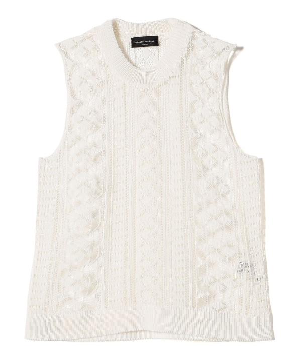 roberto collina:〈手洗い可能〉シアー レース ノースリーブ ニット