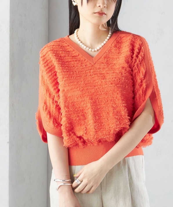 手洗い可能〉袖 スリット フリンジ 2WAY プルオーバー