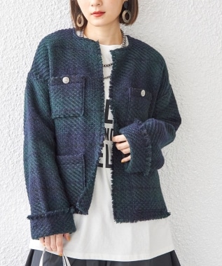 じゃれねこチャンとチェック柄ボタン くすみ ブルー ヘアクリップ