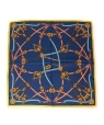 manipuri:クラシカルプリントスカーフ 65×65 ブルー