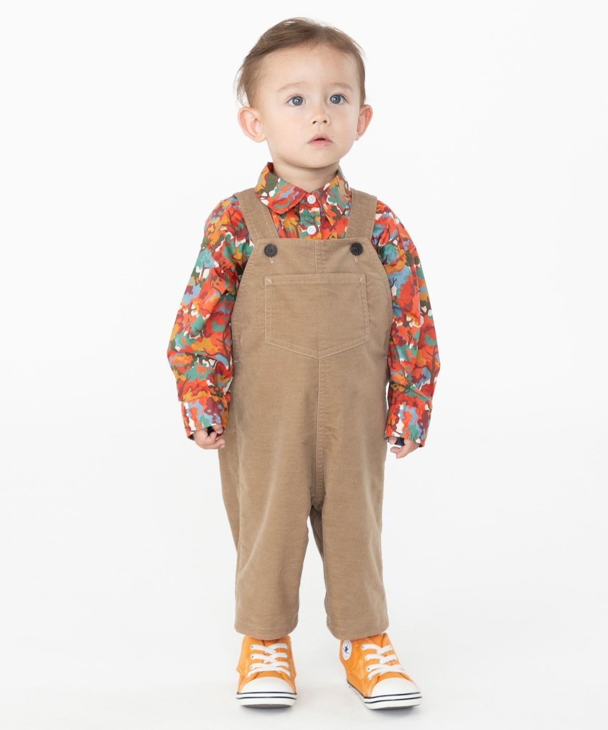 SHIPS KIDS:80〜90cm / コンフォータブル 長袖 シャツ オレンジ系
