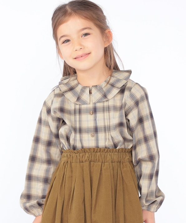 SHIPS KIDS:100�`130cm / �v���[�c �J���[ ���� �`�F�b�N �u���E�X