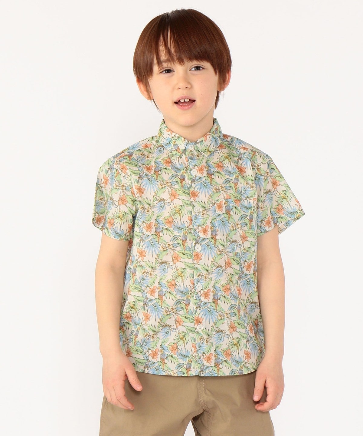 SHIPS KIDS:ジャングル プリント 半袖 シャツ(100〜130cm) イエロー