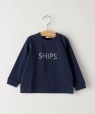 SHIPS KIDS:80〜90cm / SHIPS ロゴ 長袖 TEE ネイビー