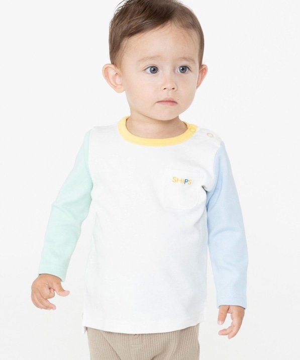 SHIPS KIDS:80～90cm / スムース コットン 長袖 TEE: Tシャツ