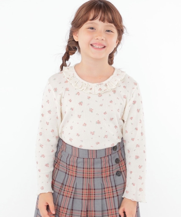 SHIPS KIDS:100�`130cm / �t�����[ �e�L�X�^�C�� ���� TEE